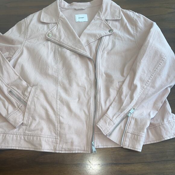 Old Navy Moto Jacket Women's 2XL Abalone Pink Denim Stretch Grunge Whimsygoth - Picture 7 of 11